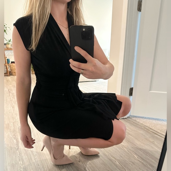 Max & Cleo Super Sexy Beautiful Little Black Dress Faux Wrap Body con Size S - Picture 3 of 10